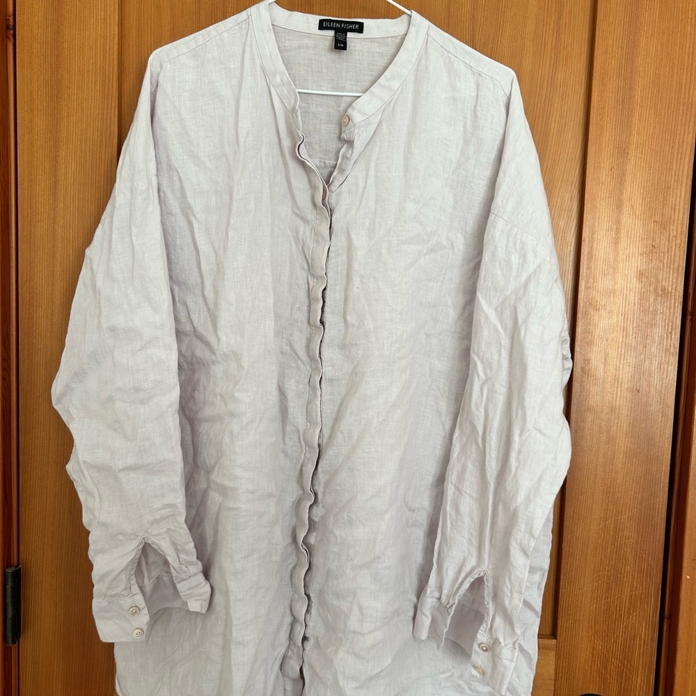 Eileen Fisher Women's Soft Mauve Linen Shirt